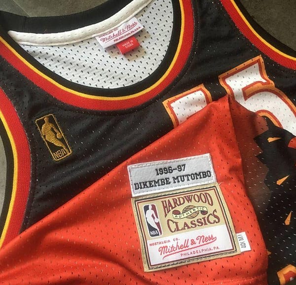 Men's Dikembe Mutombo Black And Red Retro Classic Team Jersey - Image 3