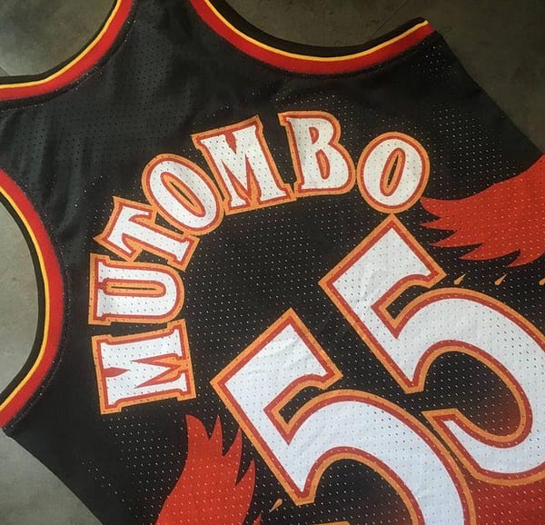 Men's Dikembe Mutombo Black And Red Retro Classic Team Jersey - Image 8