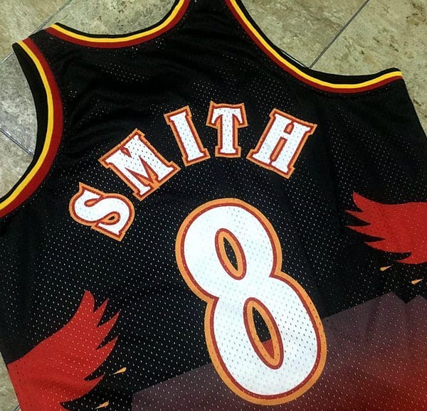 Men's Steve Delano Smith Black And Red Retro Classic Team Jersey - Image 9