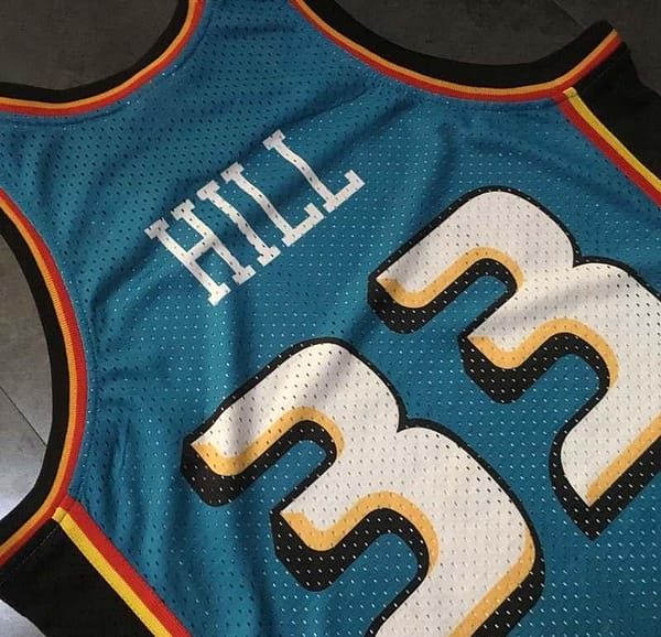 Men's Grant Hill Blue Retro Classic Team Jersey - Image 4