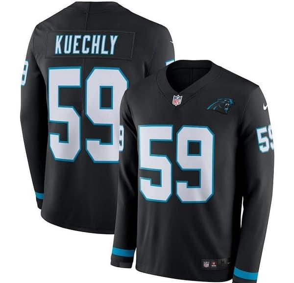 Men's Luke Kuechly Black Therma Long Sleeve Player Limited Team Jersey