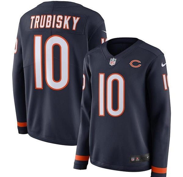Women's Mitchell Trubisky Black Therma Long Sleeve Player Limited Team Jersey