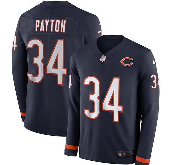 Men's Walter Payton Black Therma Long Sleeve Player Limited Team Jersey