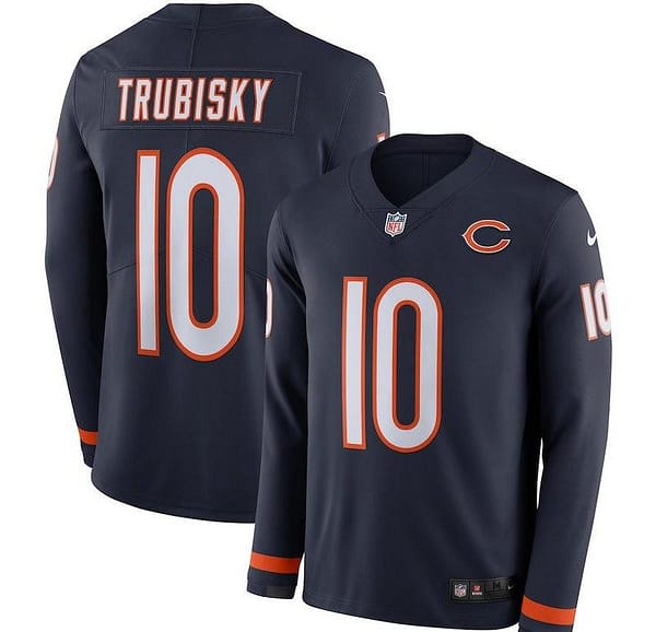 Men's Mitchell Trubisky Black Therma Long Sleeve Player Limited Team Jersey