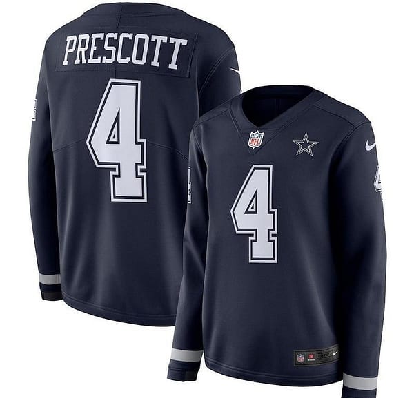 Women's Dak Prescott Black Therma Long Sleeve Player Limited Team Jersey