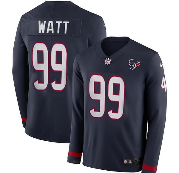 Women's J.J. Watt Navy Therma Long Sleeve Player Limited Team Jersey