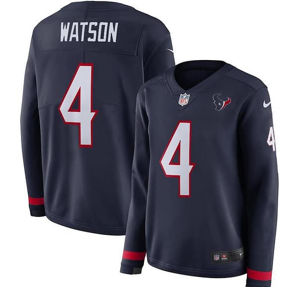 Women's Deshaun Watson Navy Therma Long Sleeve Player Limited Team Jersey