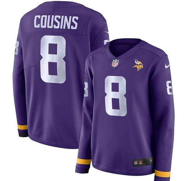 Women's Kirk Cousins Purple Therma Long Sleeve Player Limited Team Jersey