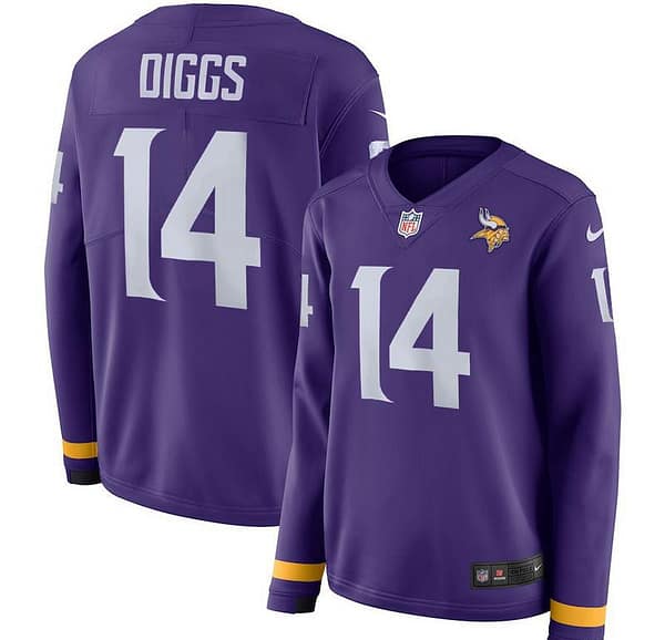 Women's Stefon Diggs Purple Therma Long Sleeve Player Limited Team Jersey