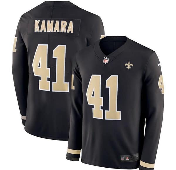 Men's Alvin Kamara Black Therma Long Sleeve Player Limited Team Jersey