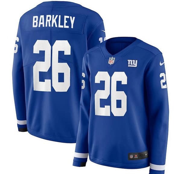 Women's Saquon Barkley Blue Therma Long Sleeve Player Limited Team Jersey