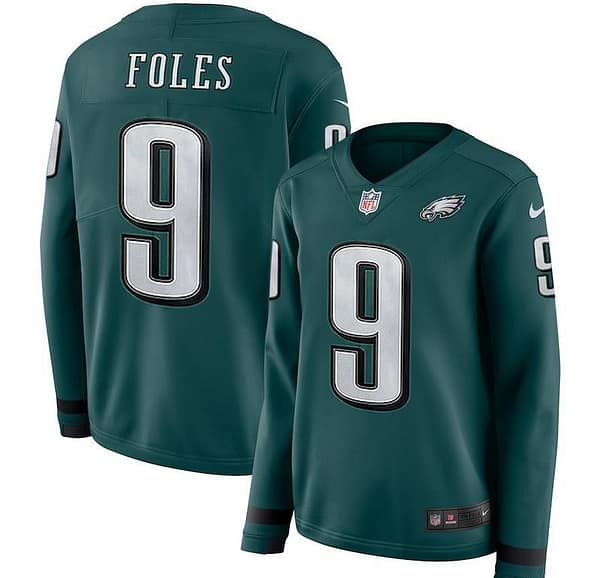 Women's Nick Foles Green Therma Long Sleeve Player Limited Team Jersey