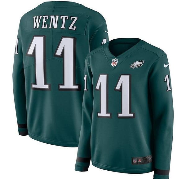 Women's Carson Wentz Green Therma Long Sleeve Player Limited Team Jersey