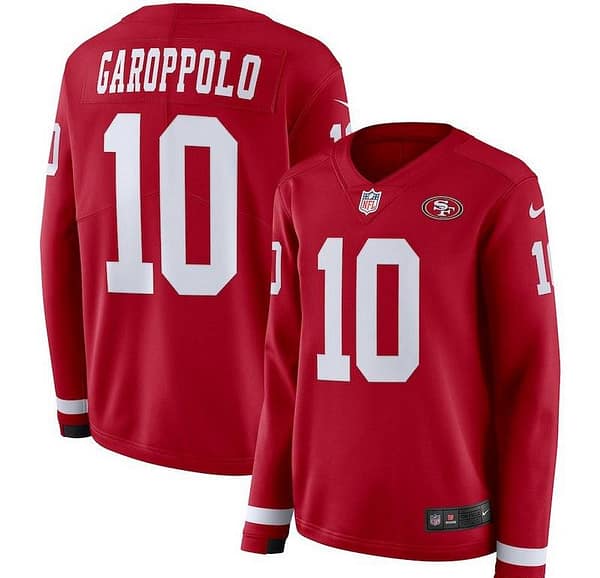 Women's Jimmy Garoppolo Red Therma Long Sleeve Player Limited Team Jersey