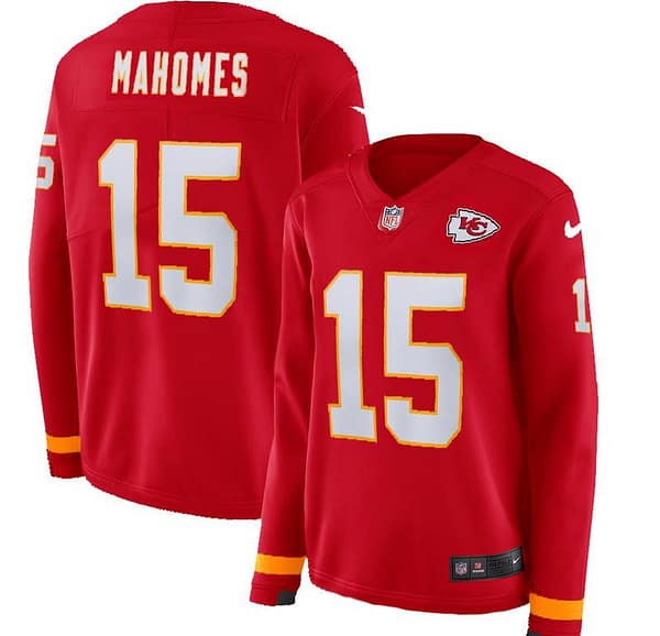 Women's Patrick Mahomes Red Therma Long Sleeve Player Limited Team Jersey