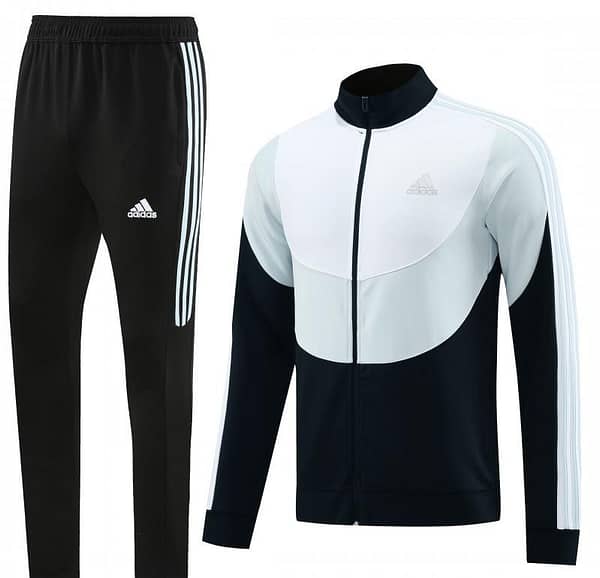 23/24 Adidas White/Black Full Zipper Hooide Jacket+Pants