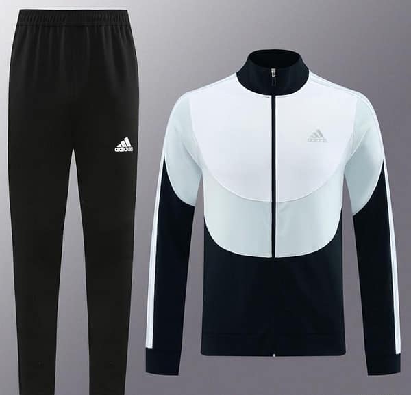 23/24 Adidas White/Black Full Zipper Hooide Jacket+Pants - Image 18