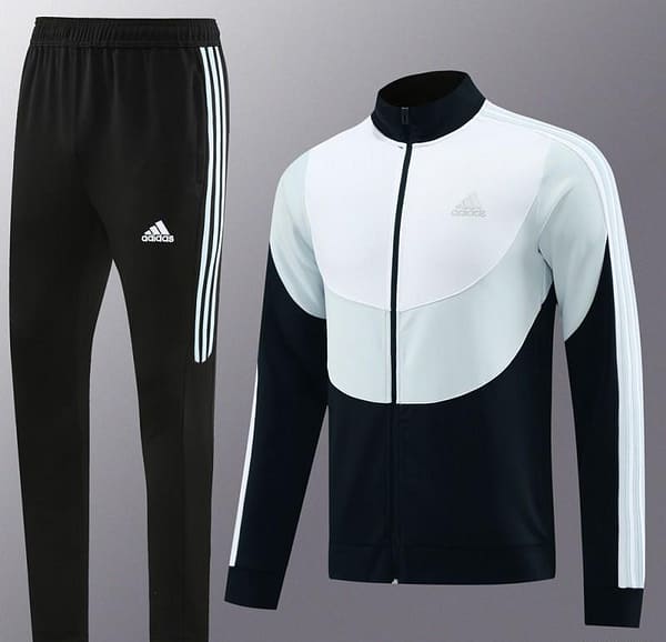 23/24 Adidas White/Black Full Zipper Hooide Jacket+Pants - Image 19