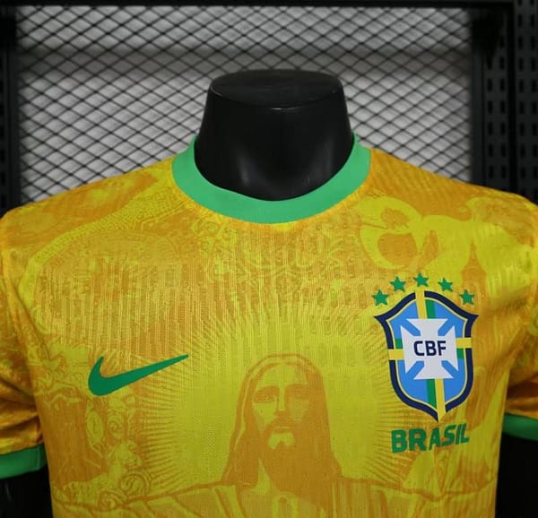 Player Version 2024 Brazil Christ Yellow Goalkeeper Special Jersey - Image 8