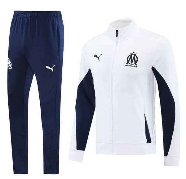 24/25 Olympique Marseille White Full Zipper Jacket +Long Pants