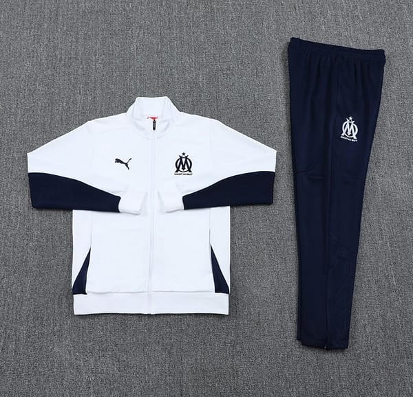 24/25 Olympique Marseille White Full Zipper Jacket +Long Pants - Image 12