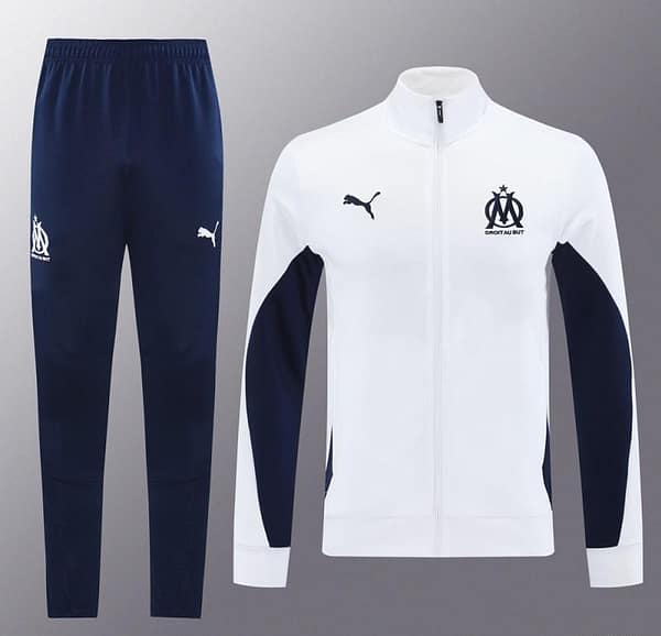 24/25 Olympique Marseille White Full Zipper Jacket +Long Pants - Image 16