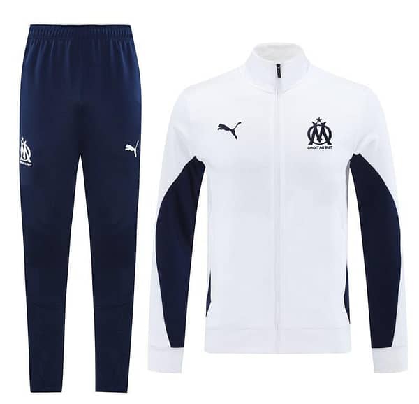 24/25 Olympique Marseille White Full Zipper Jacket +Long Pants - Image 17