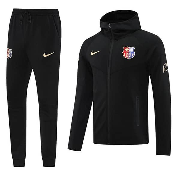 24/25 Barcelona Black Hoodie Full Zipper Jacket +Long Pants