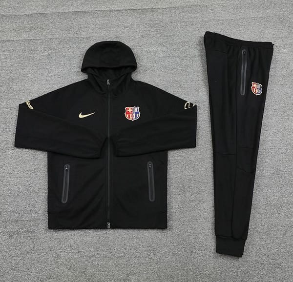 24/25 Barcelona Black Hoodie Full Zipper Jacket +Long Pants - Image 13