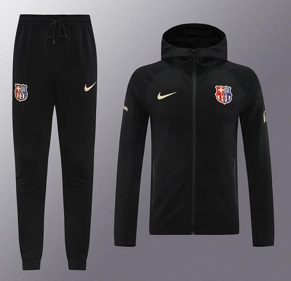 24/25 Barcelona Black Hoodie Full Zipper Jacket +Long Pants - Image 17