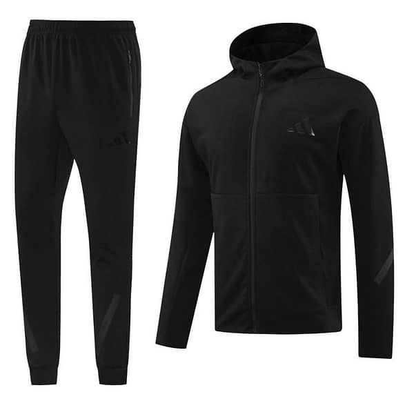 2024 Adidas Black Hoodie Full Zipper Jacket +Long Pants
