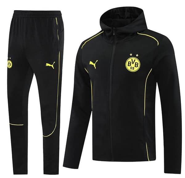 24/25 Borussia Dortmund Black Hoodie Full Zipper Jacket +Long Pants