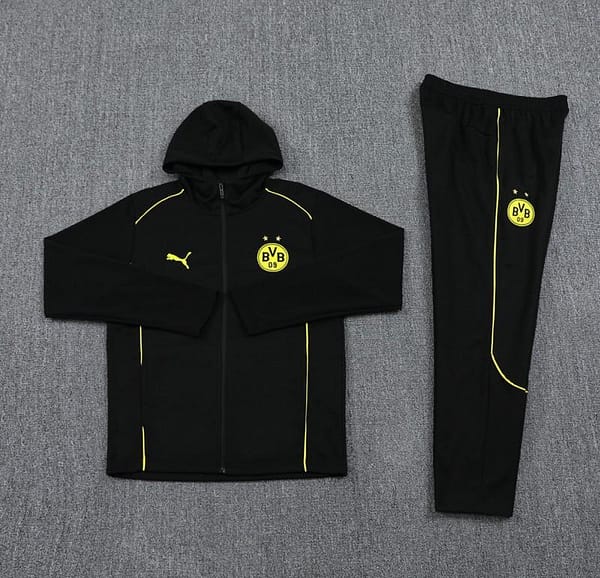 24/25 Borussia Dortmund Black Hoodie Full Zipper Jacket +Long Pants - Image 12