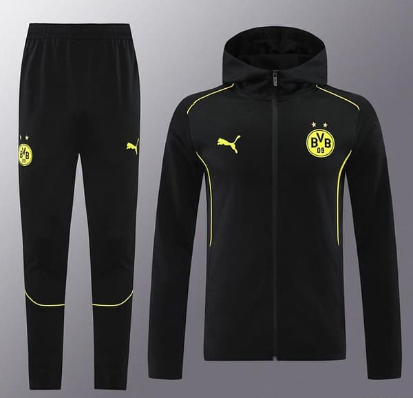 24/25 Borussia Dortmund Black Hoodie Full Zipper Jacket +Long Pants - Image 16
