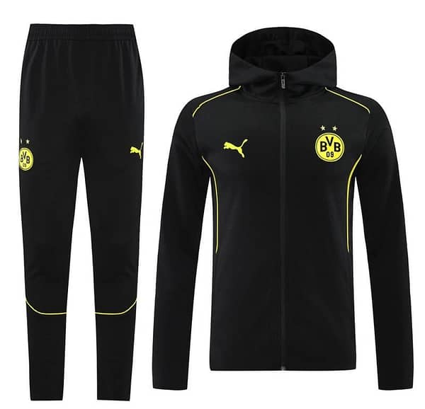 24/25 Borussia Dortmund Black Hoodie Full Zipper Jacket +Long Pants - Image 17