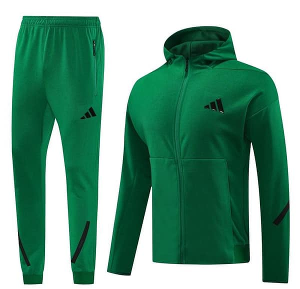 2024 Adidas Green Hoodie Full Zipper Jacket +Long Pants