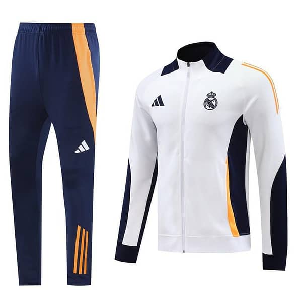 24/25 Real Madrid White Full Zipper Jacket +Long Pants