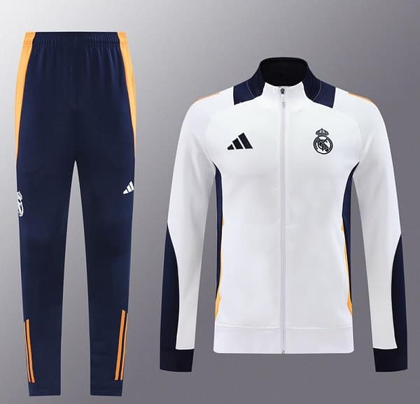 24/25 Real Madrid White Full Zipper Jacket +Long Pants - Image 15