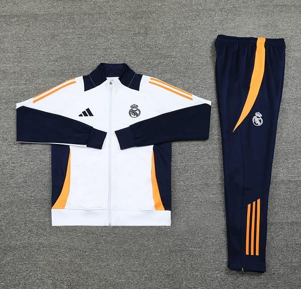24/25 Real Madrid White Full Zipper Jacket +Long Pants - Image 17