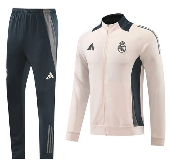24/25 Real Madrid Pink/Black Full Zipper Jacket +Long Pants