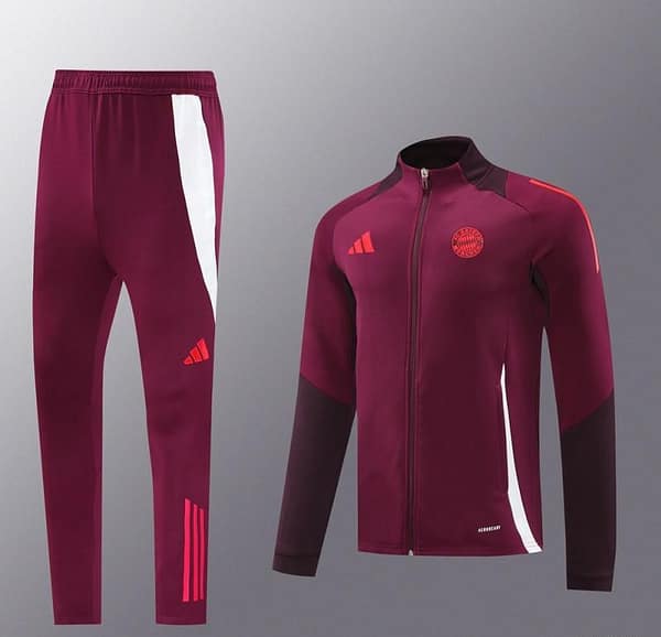 24/25 Bayern Munich Wine Full Zipper Jacket +Long Pants - Image 15
