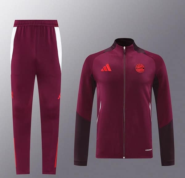24/25 Bayern Munich Wine Full Zipper Jacket +Long Pants - Image 16