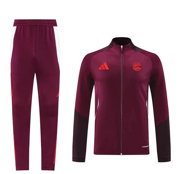 24/25 Bayern Munich Wine Full Zipper Jacket +Long Pants - Image 17