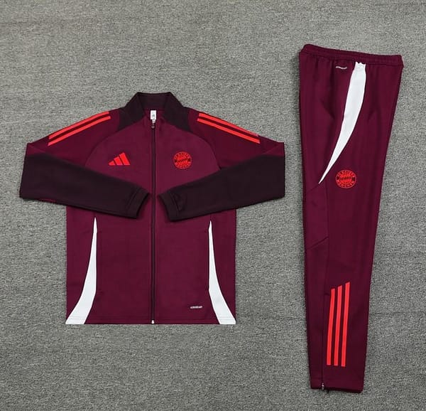 24/25 Bayern Munich Wine Full Zipper Jacket +Long Pants - Image 18
