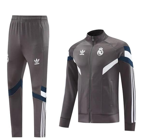 24/25 Real Madrid Grey Full Zipper Jacket +Long Pants