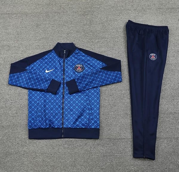 24/25 PSG Blue Grid Pattern Full Zipper Jacket +Long Pants - Image 12