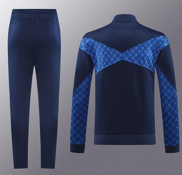 24/25 PSG Blue Grid Pattern Full Zipper Jacket +Long Pants - Image 13
