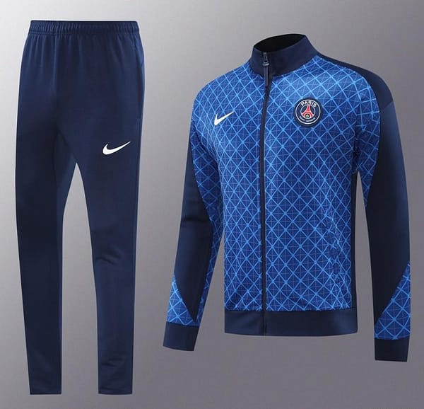 24/25 PSG Blue Grid Pattern Full Zipper Jacket +Long Pants - Image 15