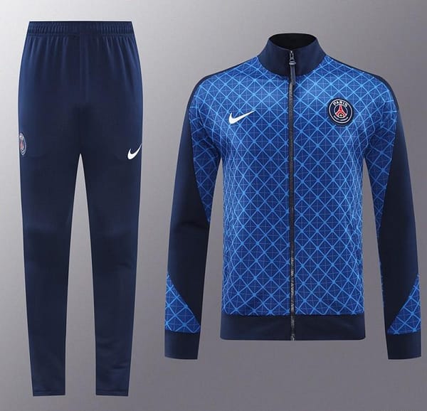 24/25 PSG Blue Grid Pattern Full Zipper Jacket +Long Pants - Image 16