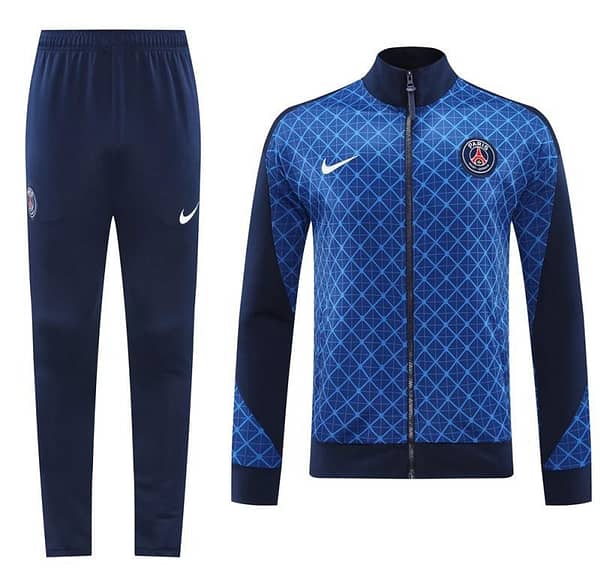 24/25 PSG Blue Grid Pattern Full Zipper Jacket +Long Pants - Image 17